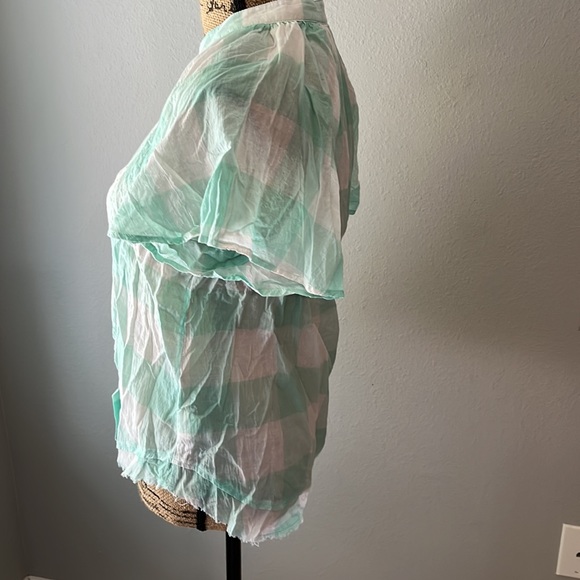 Maeve gingham flutter sleeve top Anthropologie - Picture 5 of 6